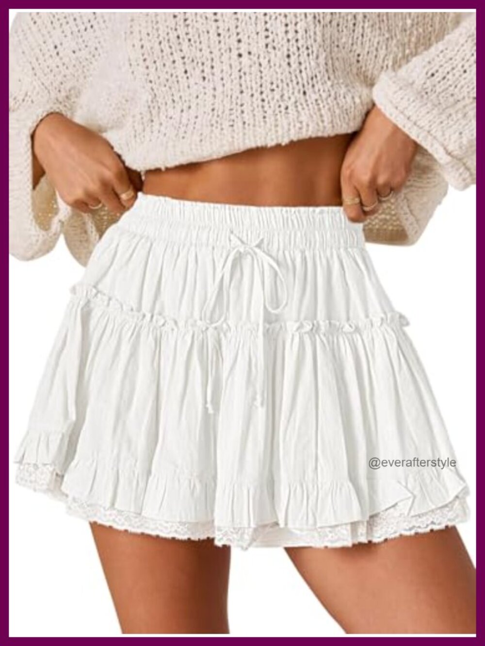 Flowy Skort Womens Lace Ruffle Tiered Cotton High Waisted Summer